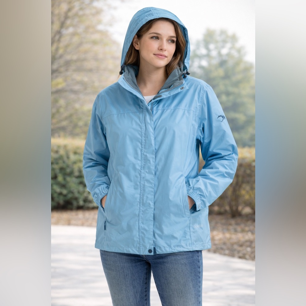 Bimini Bay Women’s Large Waterproof Breathable Hooded Rain Jacket Blue